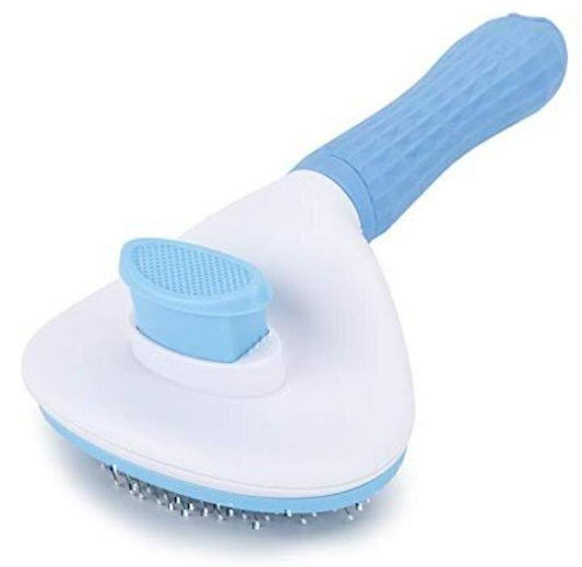 Retractable Pet Grooming Brush with Button – Oval