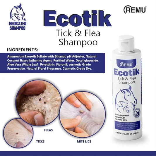 Remu - Ecotik Medicated Shampoo for Cats and Dogs