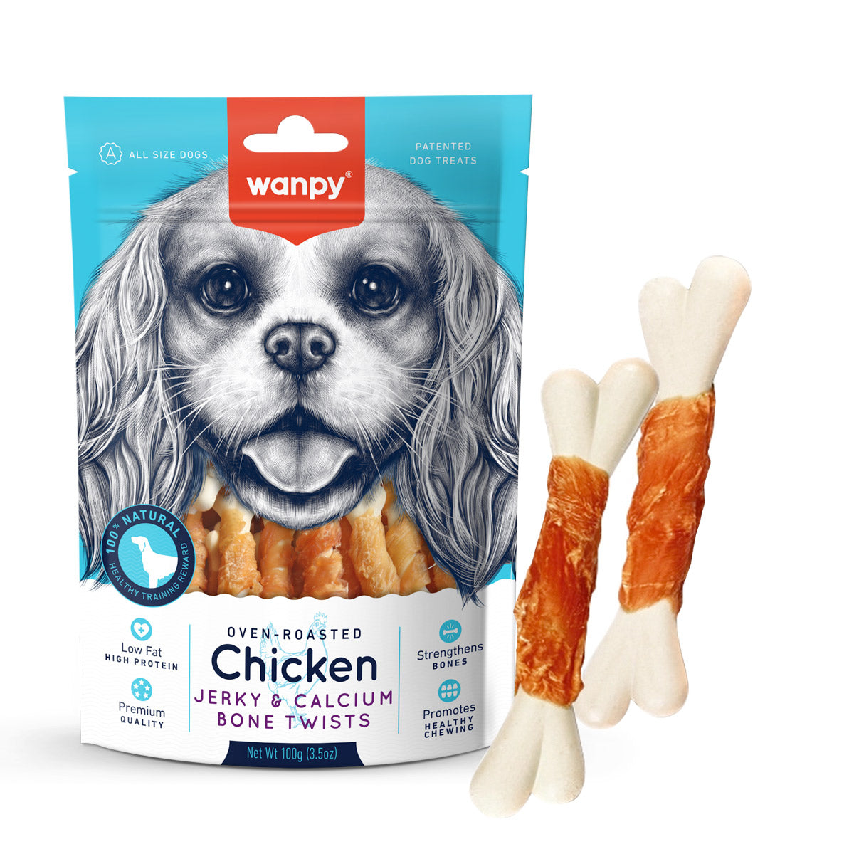 Wanpy Chicken Jerky And Calcium Bone Twists – 100 Gram