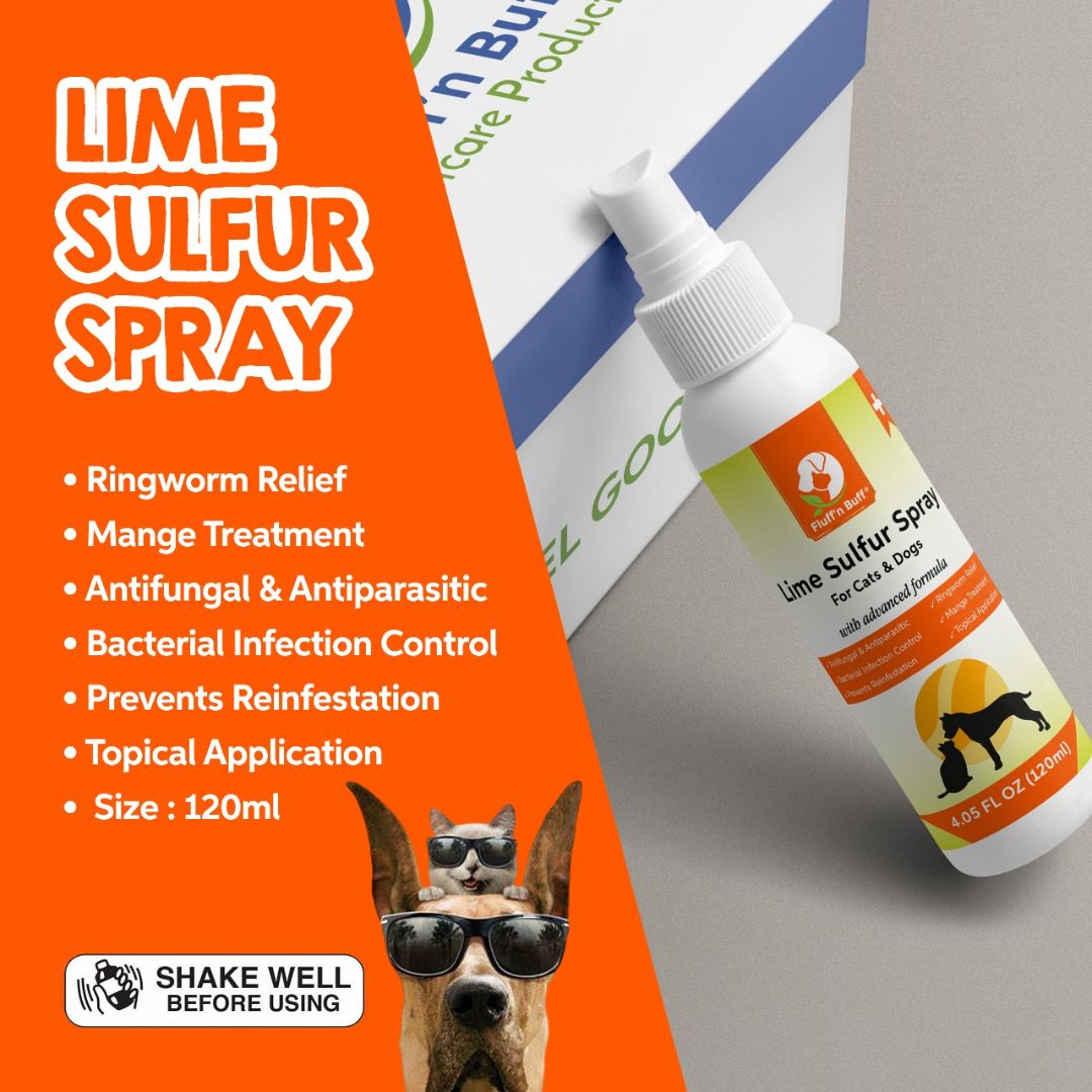 Fluff n Buff Lime Sulfur Spray For Cats And Dogs – 120 ML